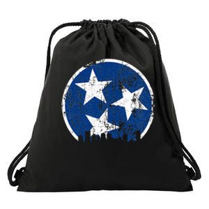 Unique Blue & White Tennessee State Flag Nashville Skyline Drawstring Bag