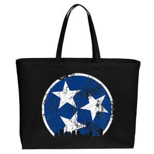 Unique Blue & White Tennessee State Flag Nashville Skyline Cotton Canvas Jumbo Tote