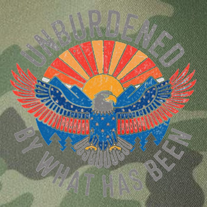 Unburdened By What Has Been Trump 2024 Bald Eagle Pocket Legacy Tie Dye Trucker Hat