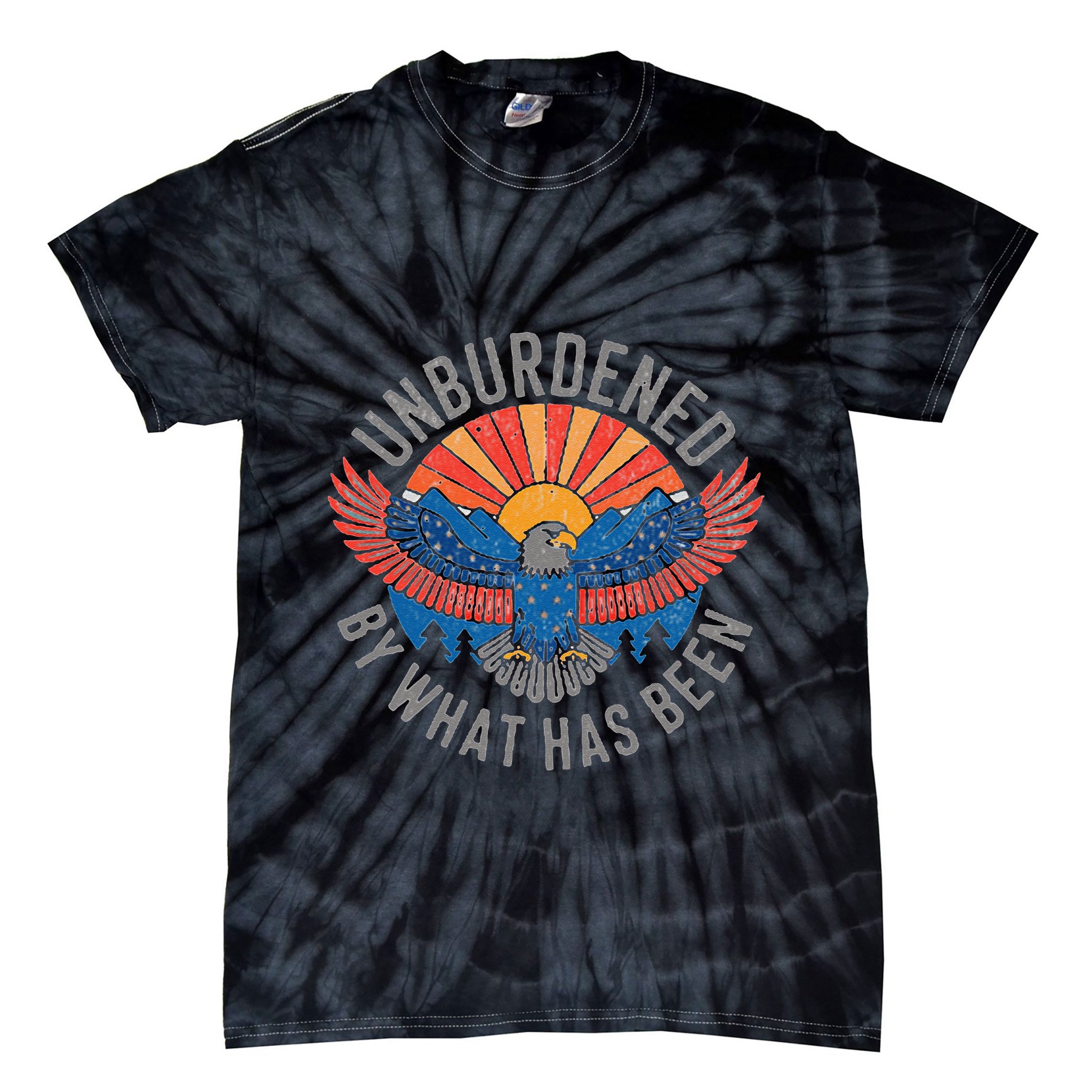 Unburdened By What Has Been Trump 2024 Bald Eagle Pocket Tie-Dye T-Shirt