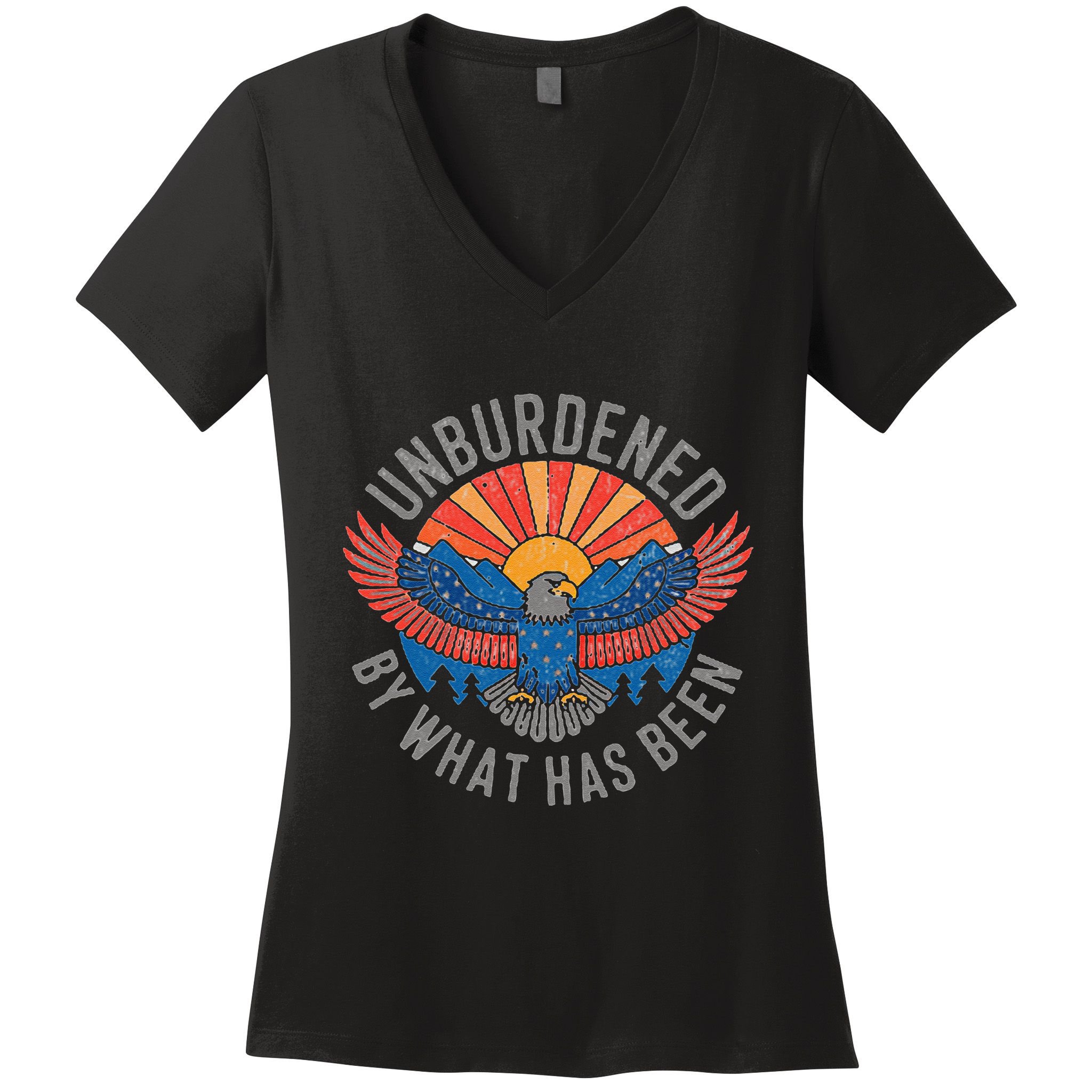 Unburdened By What Has Been Trump 2024 Bald Eagle Pocket Women's V-Neck T-Shirt