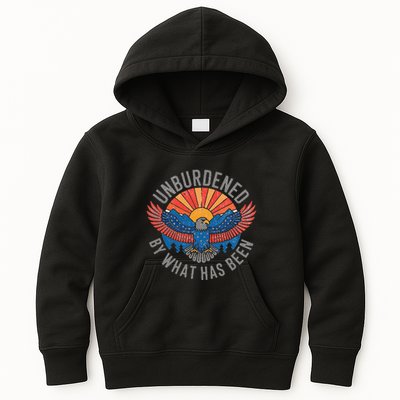 Unburdened By What Has Been Trump 2024 Bald Eagle Pocket Kids Hoodie