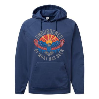 Unburdened By What Has Been Trump 2024 Bald Eagle Pocket Performance Fleece Hoodie