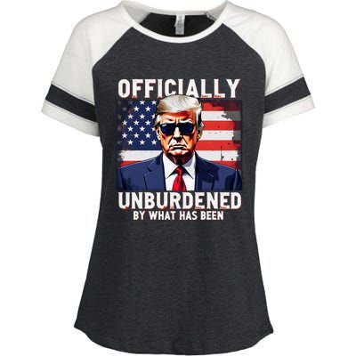 Unburdened By What Has Been Trump Victory Enza Ladies Jersey Colorblock Tee