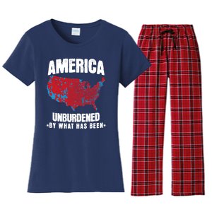 Unburdened By What Has Been Election Political Map Trump 47 Women's Flannel Pajama Set