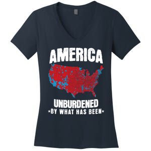 Unburdened By What Has Been Election Political Map Trump 47 Women's V-Neck T-Shirt