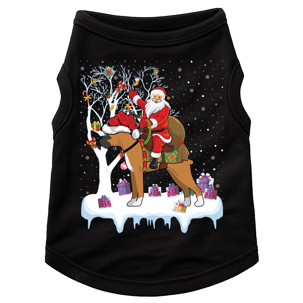 Ugly Boxer Xmas Gift Funny Santa Riding Boxer Dog Christmas Gift Doggie Tank