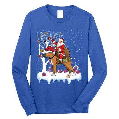 Ugly Boxer Xmas Gift Funny Santa Riding Boxer Dog Christmas Gift Long Sleeve Shirt