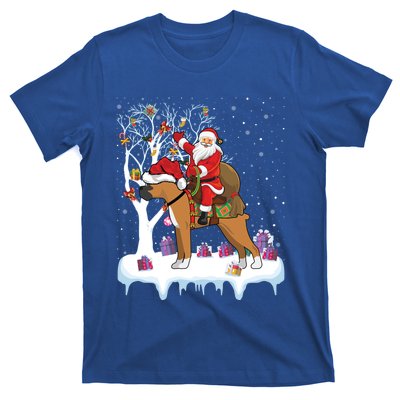 Ugly Boxer Xmas Gift Funny Santa Riding Boxer Dog Christmas Gift T-Shirt