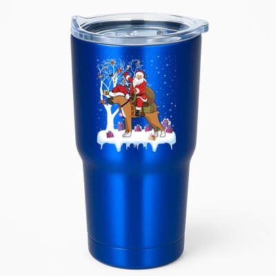 Ugly Boxer Xmas Gift Funny Santa Riding Boxer Dog Christmas Gift Tumbler