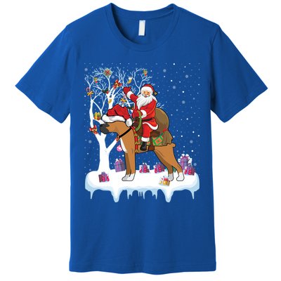 Ugly Boxer Xmas Gift Funny Santa Riding Boxer Dog Christmas Gift Premium T-Shirt