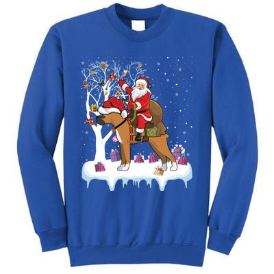 Ugly Boxer Xmas Gift Funny Santa Riding Boxer Dog Christmas Gift Tall Sweatshirt