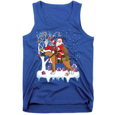 Ugly Boxer Xmas Gift Funny Santa Riding Boxer Dog Christmas Gift Tank Top