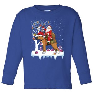 Ugly Boxer Xmas Gift Funny Santa Riding Boxer Dog Christmas Gift Toddler Long Sleeve Shirt