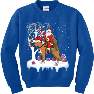Ugly Boxer Xmas Gift Funny Santa Riding Boxer Dog Christmas Gift Kids Sweatshirt