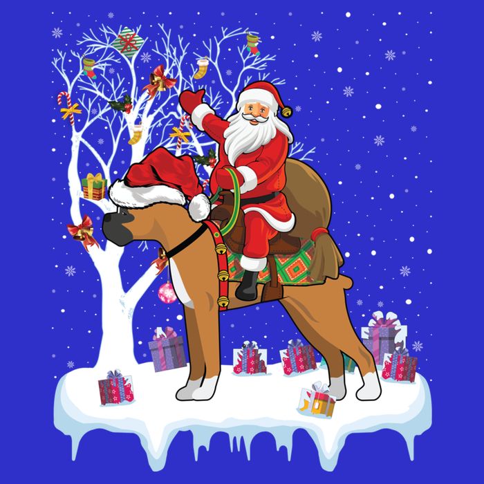 Ugly Boxer Xmas Gift Funny Santa Riding Boxer Dog Christmas Gift Zip Tote Bag