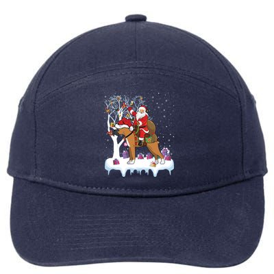 Ugly Boxer Xmas Gift Funny Santa Riding Boxer Dog Christmas Gift 7-Panel Snapback Hat