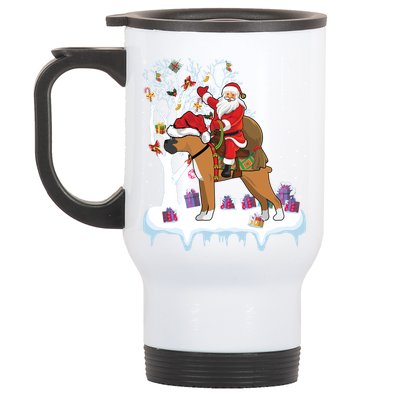 Ugly Boxer Xmas Gift Funny Santa Riding Boxer Dog Christmas Gift Stainless Steel Travel Mug