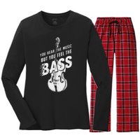 Upright Bass You Hear The Music Double Bass Fiddle Women's Long Sleeve Flannel Pajama Set 