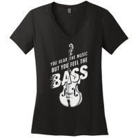 Upright Bass You Hear The Music Double Bass Fiddle Women's V-Neck T-Shirt