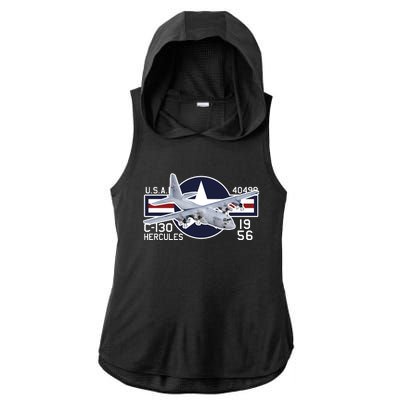 USAF C 130 Hercules Aircraft Ladies PosiCharge Tri-Blend Wicking Draft Hoodie Tank