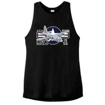 USAF C 130 Hercules Aircraft Ladies PosiCharge Tri-Blend Wicking Tank