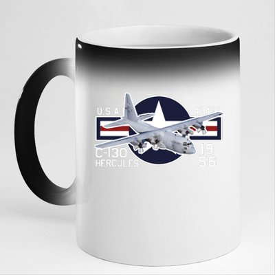 USAF C 130 Hercules Aircraft 11oz Black Color Changing Mug