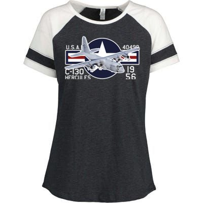 USAF C 130 Hercules Aircraft Enza Ladies Jersey Colorblock Tee