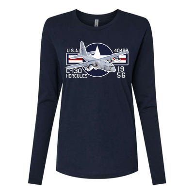 USAF C 130 Hercules Aircraft Womens Cotton Relaxed Long Sleeve T-Shirt