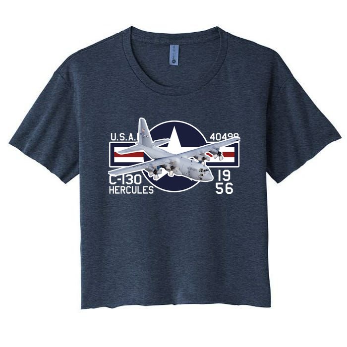 USAF C 130 Hercules Aircraft Women's Crop Top Tee