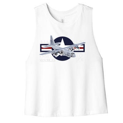 USAF C 130 Hercules Aircraft Women's Racerback Cropped Tank