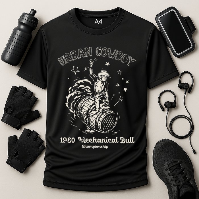 Urban Cowboy 1980S Mechanical Bull Cooling Performance Crew T-Shirt