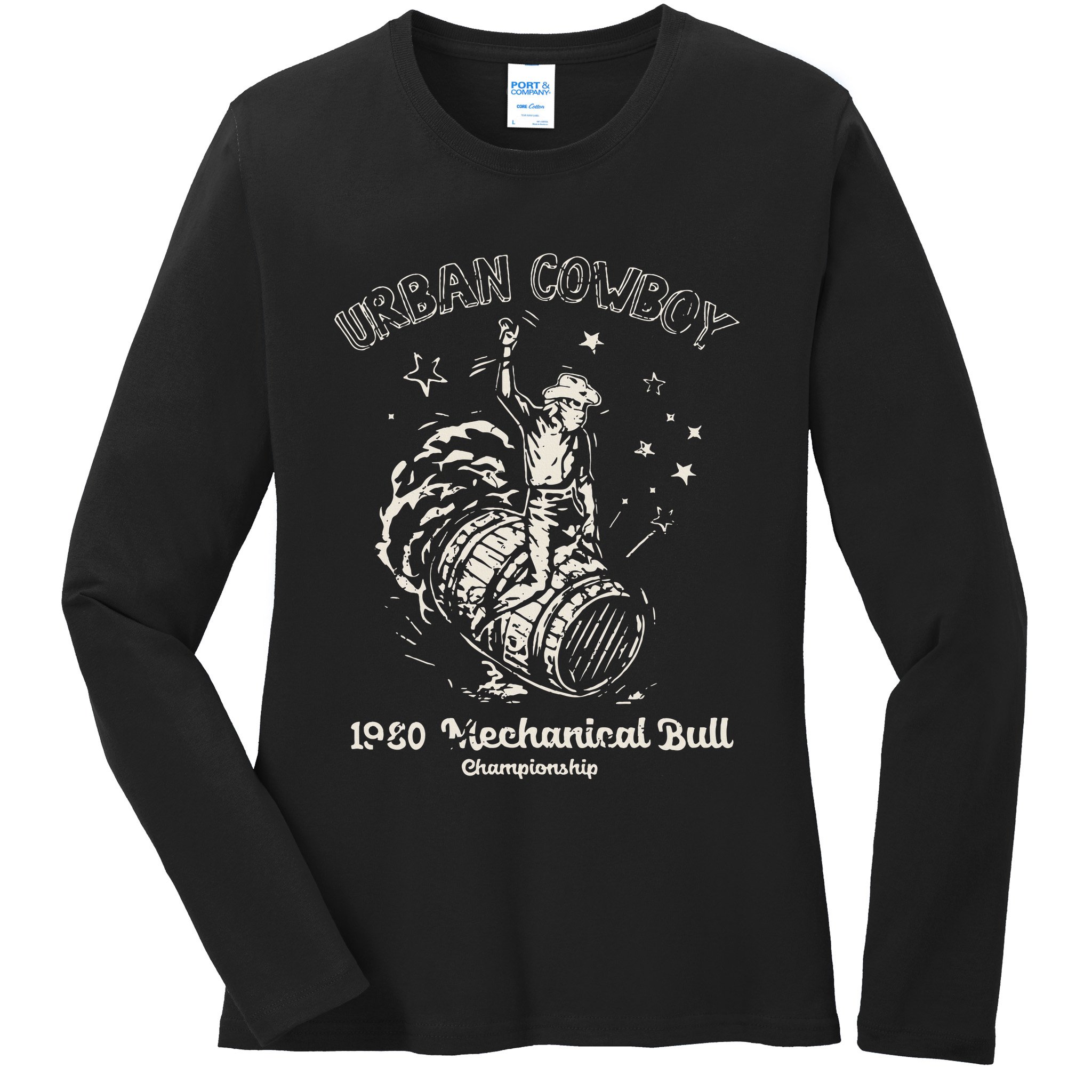 Urban Cowboy 1980S Mechanical Bull Ladies Long Sleeve Shirt
