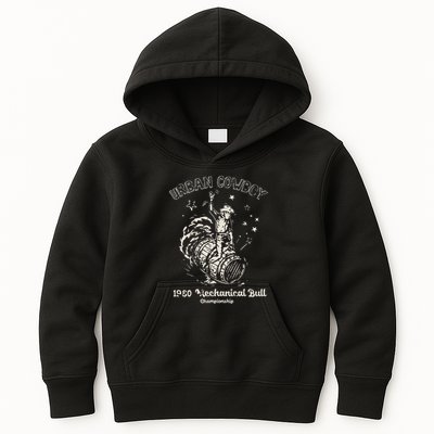 Urban Cowboy 1980S Mechanical Bull Kids Hoodie