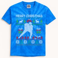 Ugly Christmas 2020 Hockey Player Santa Tree Xmas Costume Gift Kids Tie-Dye T-Shirt