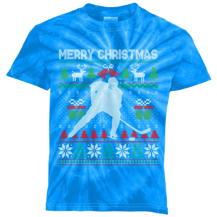 Ugly Christmas 2020 Hockey Player Santa Tree Xmas Costume Gift Kids Tie-Dye T-Shirt