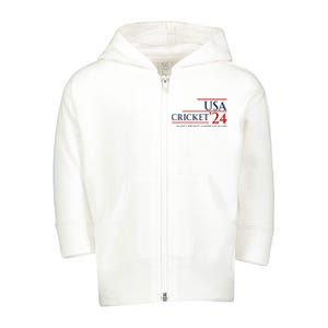 Usa Cricket 24 Make Cricket American Again Toddler Zip Fleece Hoodie