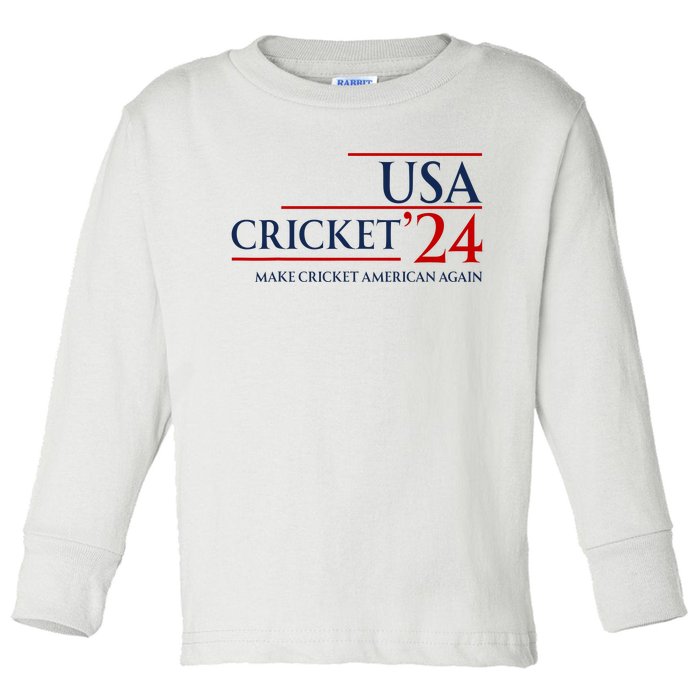 Usa Cricket 24 Make Cricket American Again Toddler Long Sleeve Shirt