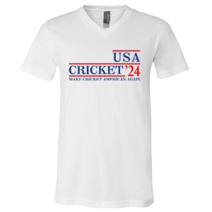 Usa Cricket 24 Make Cricket American Again V-Neck T-Shirt