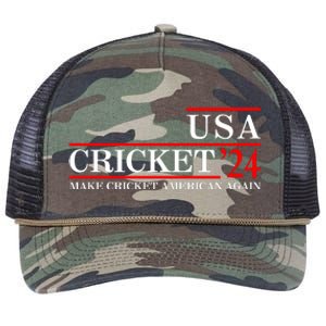 Usa Cricket 24 Make Cricket American Again Funny Cricket Player Cricket Usa Team Retro Rope Trucker Hat Cap