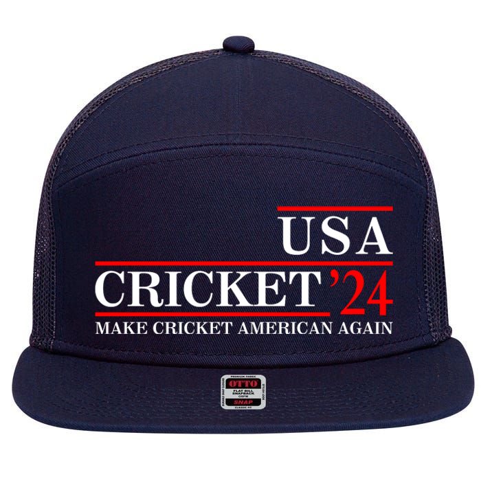 Usa Cricket 24 Make Cricket American Again Funny Cricket Player Cricket Usa Team 7 Panel Mesh Trucker Snapback Hat