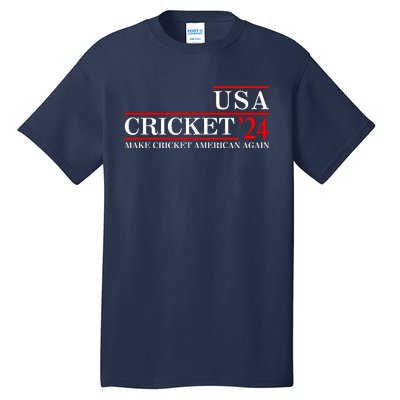 Usa Cricket 24 Make Cricket American Again Funny Cricket Player Cricket Usa Team Tall T-Shirt