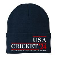 Usa Cricket 24 Make Cricket American Again Funny Cricket Player Cricket Usa Team Knit Cap Winter Beanie