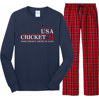 Usa Cricket 24 Make Cricket American Again Funny Cricket Player Cricket Usa Team Long Sleeve Pajama Set