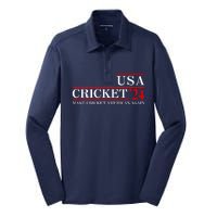 Usa Cricket 24 Make Cricket American Again Funny Cricket Player Cricket Usa Team Silk Touch Performance Long Sleeve Polo