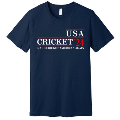 Usa Cricket 24 Make Cricket American Again Funny Cricket Player Cricket Usa Team Premium T-Shirt