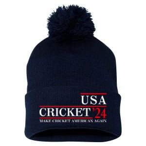 Usa Cricket 24 Make Cricket American Again Funny Cricket Player Cricket Usa Team Pom Pom 12in Knit Beanie