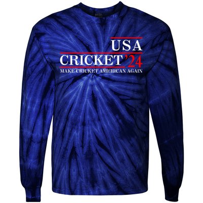 Usa Cricket 24 Make Cricket American Again Funny Cricket Player Cricket Usa Team Tie-Dye Long Sleeve Shirt