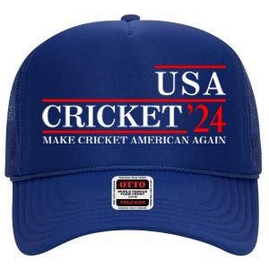 Usa Cricket 24 Make Cricket American Again Funny Cricket Player Cricket Usa Team High Crown Mesh Back Trucker Hat