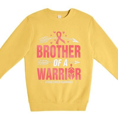 Uterine Cancer Awareness Brother Of A Warrior Peach Ribbon Premium Crewneck Sweatshirt